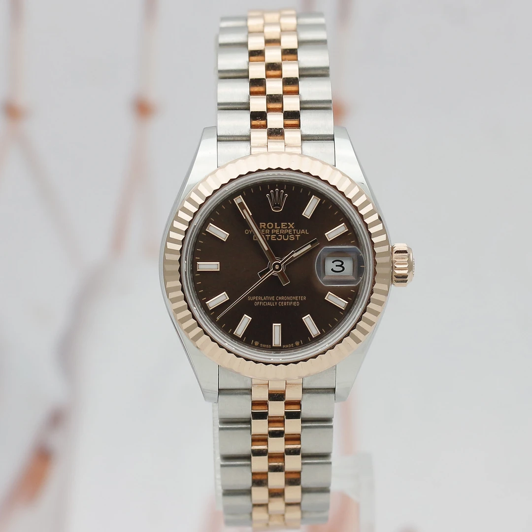 99新 Rolex/劳力士 女装日志279171/间18K玫瑰金咖盘28mm自动机械