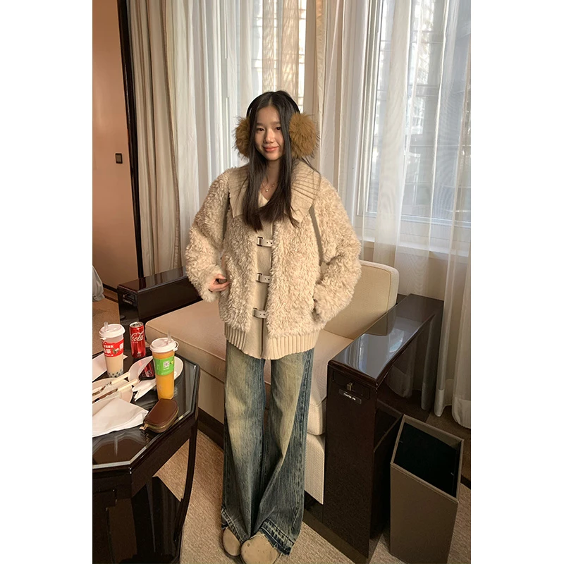 王少女的店 蓝色复古水洗流苏微喇牛仔裤秋冬长裤子H26490S44