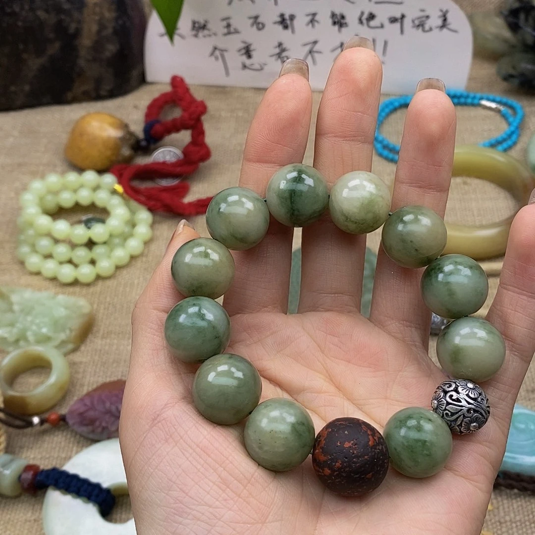 蛇纹石玉手链未镶嵌用****8