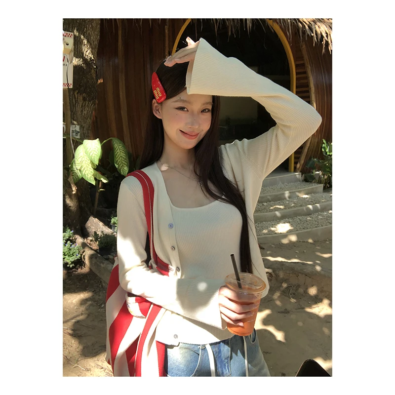 【HRG】春季韩系多色纯欲外穿针织背心2024-514##