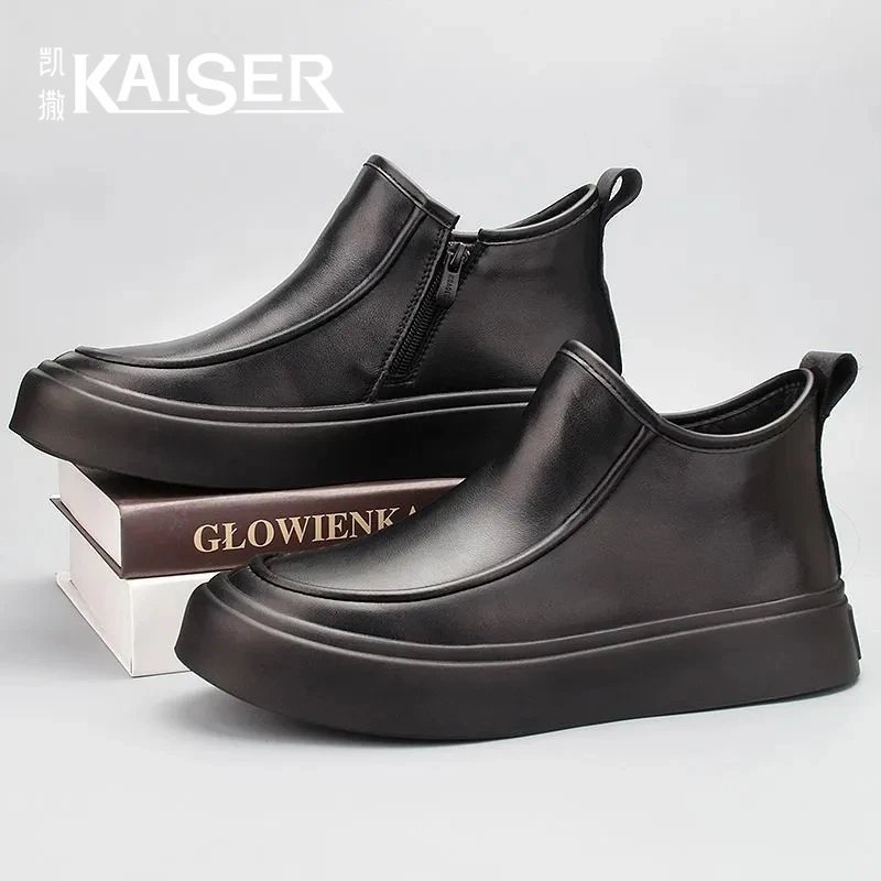 凯撒休闲男鞋冬季时尚皮鞋百搭潮流马丁靴男士工作鞋中帮鞋-JC280