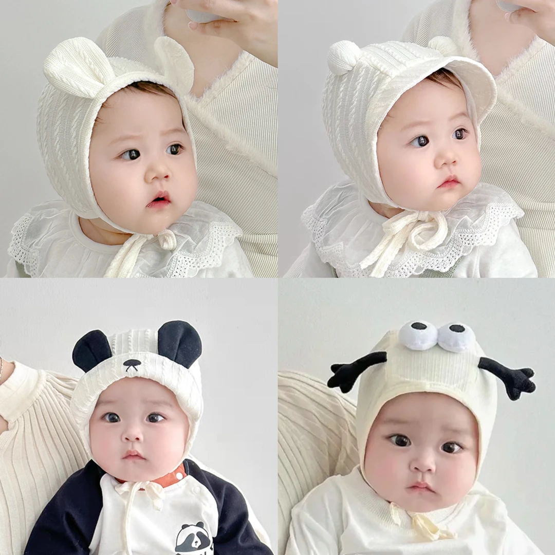 新生婴儿春秋薄款宝宝胎帽小月龄0-6月洋气可爱超萌护囱门宫廷帽