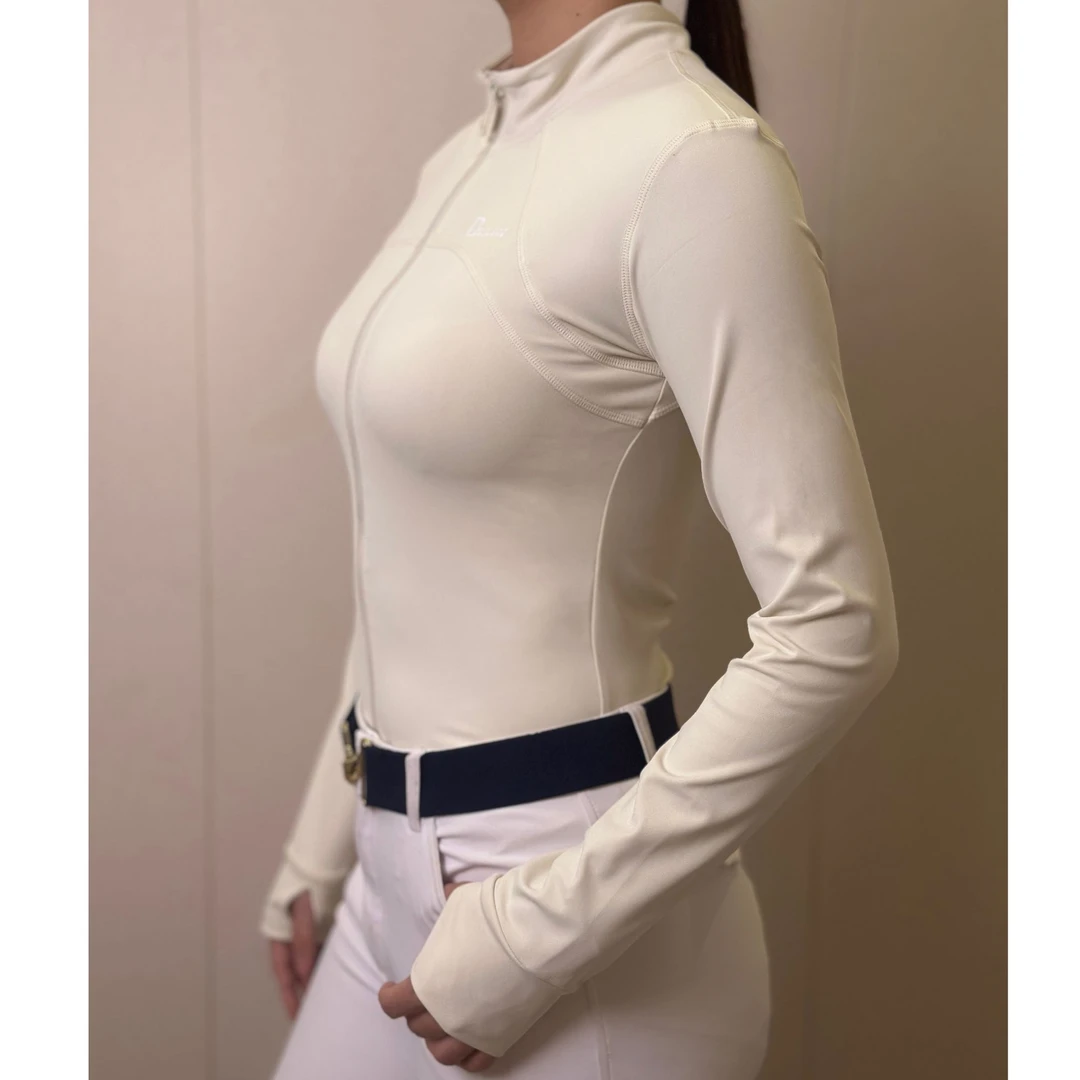 八尺龙马术立领拉链短袖显瘦弹力快干透气马术训练短袖