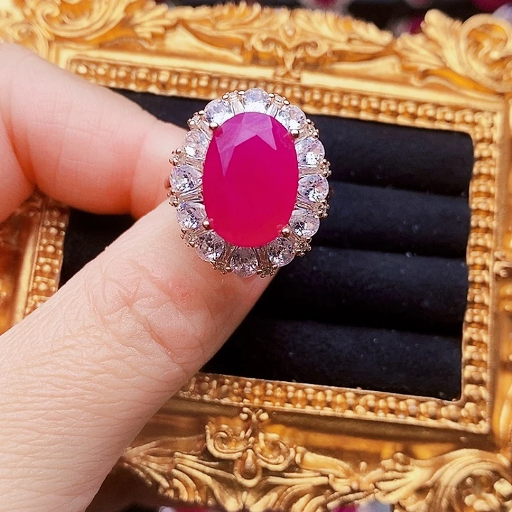 银S925镶嵌戒指红宝石