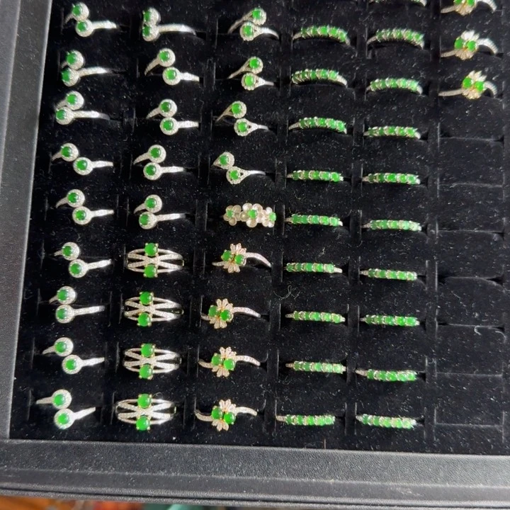 翡翠挂件银S925镶嵌3个145