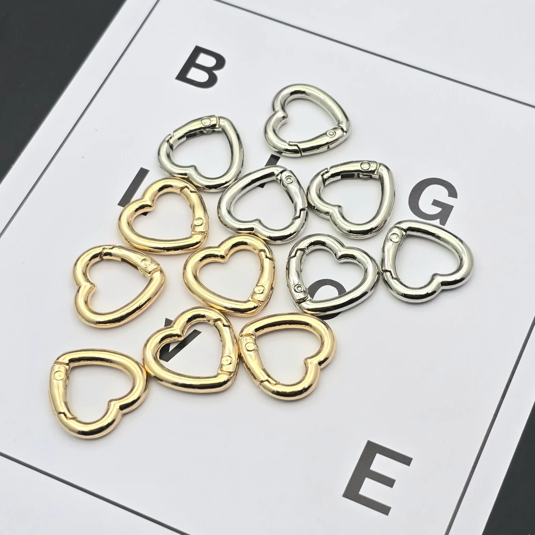 千汇弹簧扣~爱心金色银色~开口圈diy配件钥匙门扣金属连接箱包