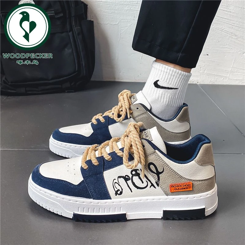 【正品】啄木鸟2025春季新款韩版潮流男鞋百搭学生板鞋网红运动休闲