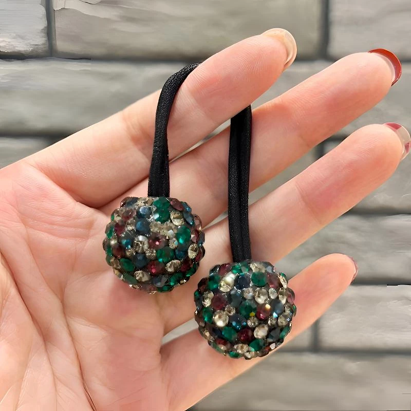 韩国施家水晶头绳高档发绳韩版皮筋百搭高马尾头绳时尚绑头发头绳