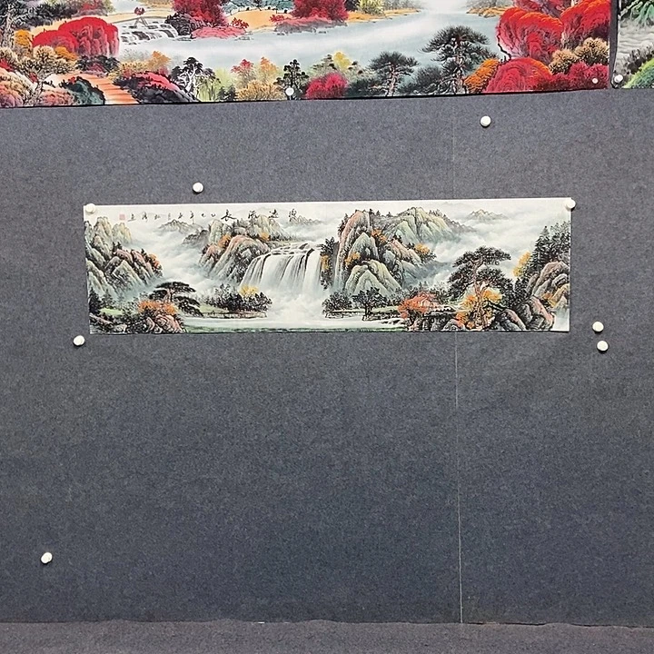 国画六尺对开山水一幅