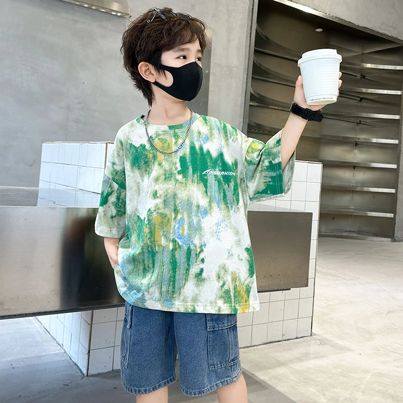 男童夏装中大童T恤短袖2025新款儿童夏季半袖薄款痞帅洋气上衣潮