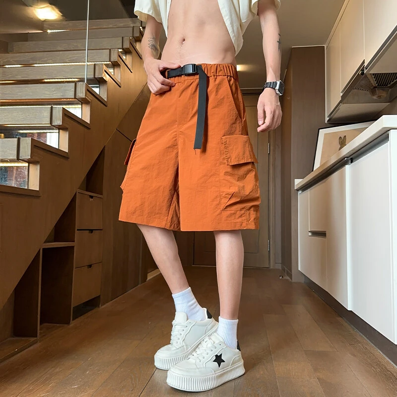 工装裤男短裤夏季2025新款美式休闲大口袋冰丝速干五分裤男生裤子