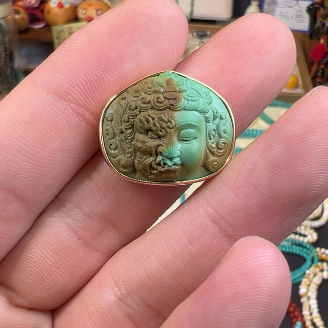 绿松石18K金镶嵌吊坠(赠链)一念之间吊坠