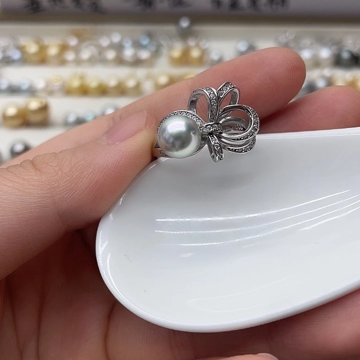海水珍珠戒指银S925镶嵌