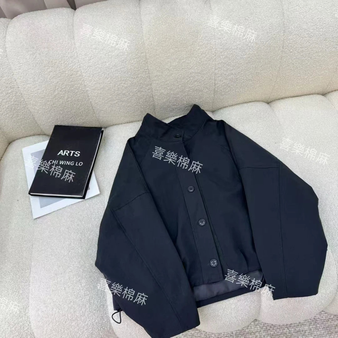 喜樂   2025抗皱立领纯色短款风衣外套秋季新款时尚百搭休闲女士