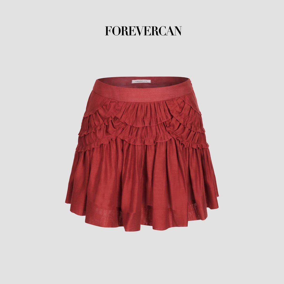 FOREVERCAN“甜心梦露”褶裥美学百褶蓬蓬半裙短裙 SD23674