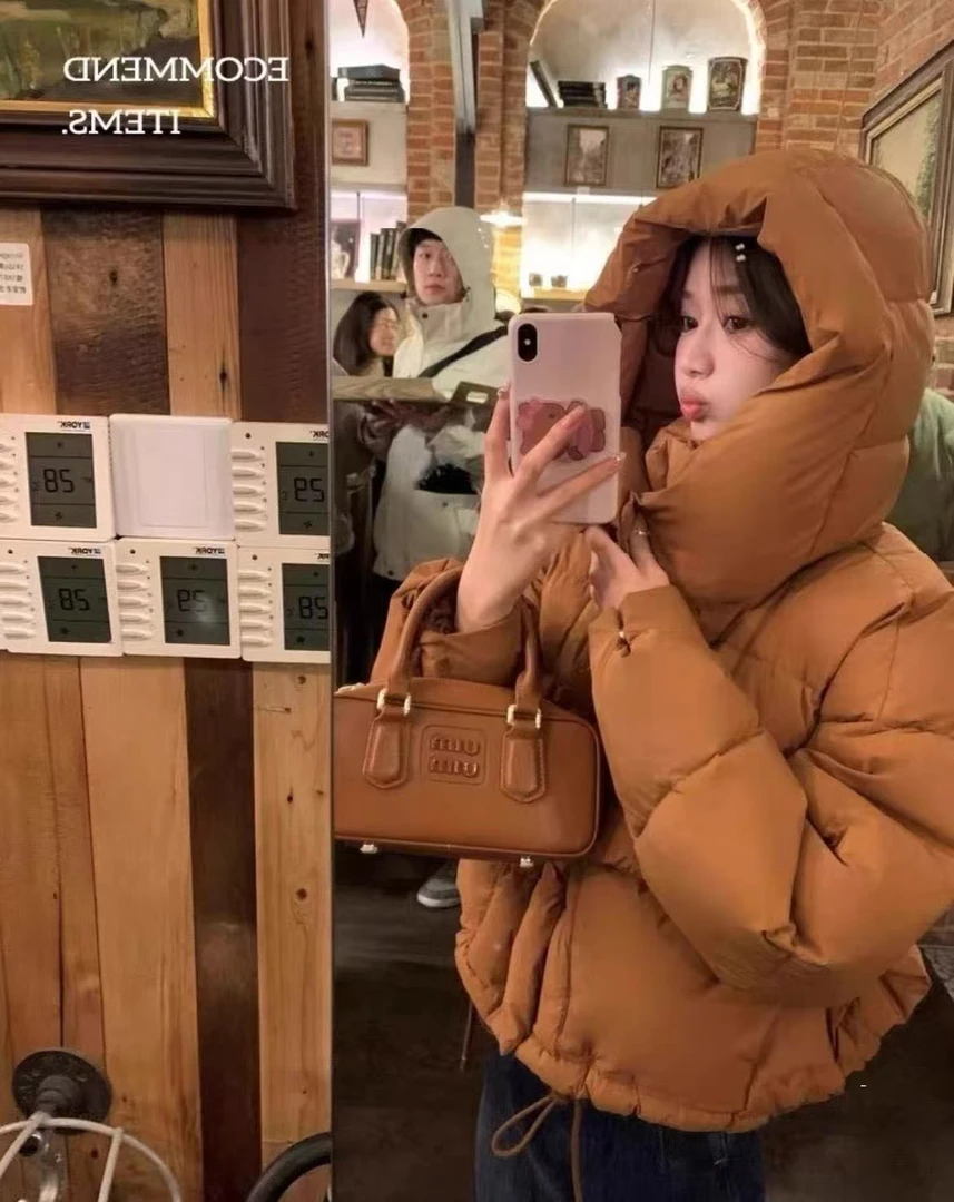 【云羽】韩版休闲羽绒服双口袋连帽2025显瘦宽松加厚女士外套面包服