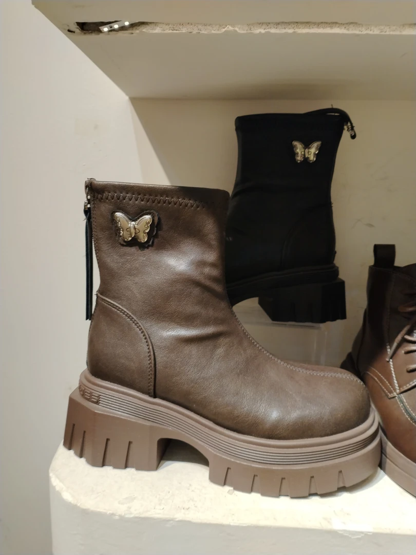 冬季加绒厚底瘦瘦靴短靴501