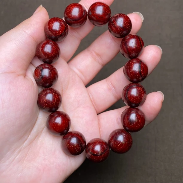 孤品：无胶无油无蜡 1.5cm 15粒 鳞底泥料 爆满金星 印度小叶紫檀