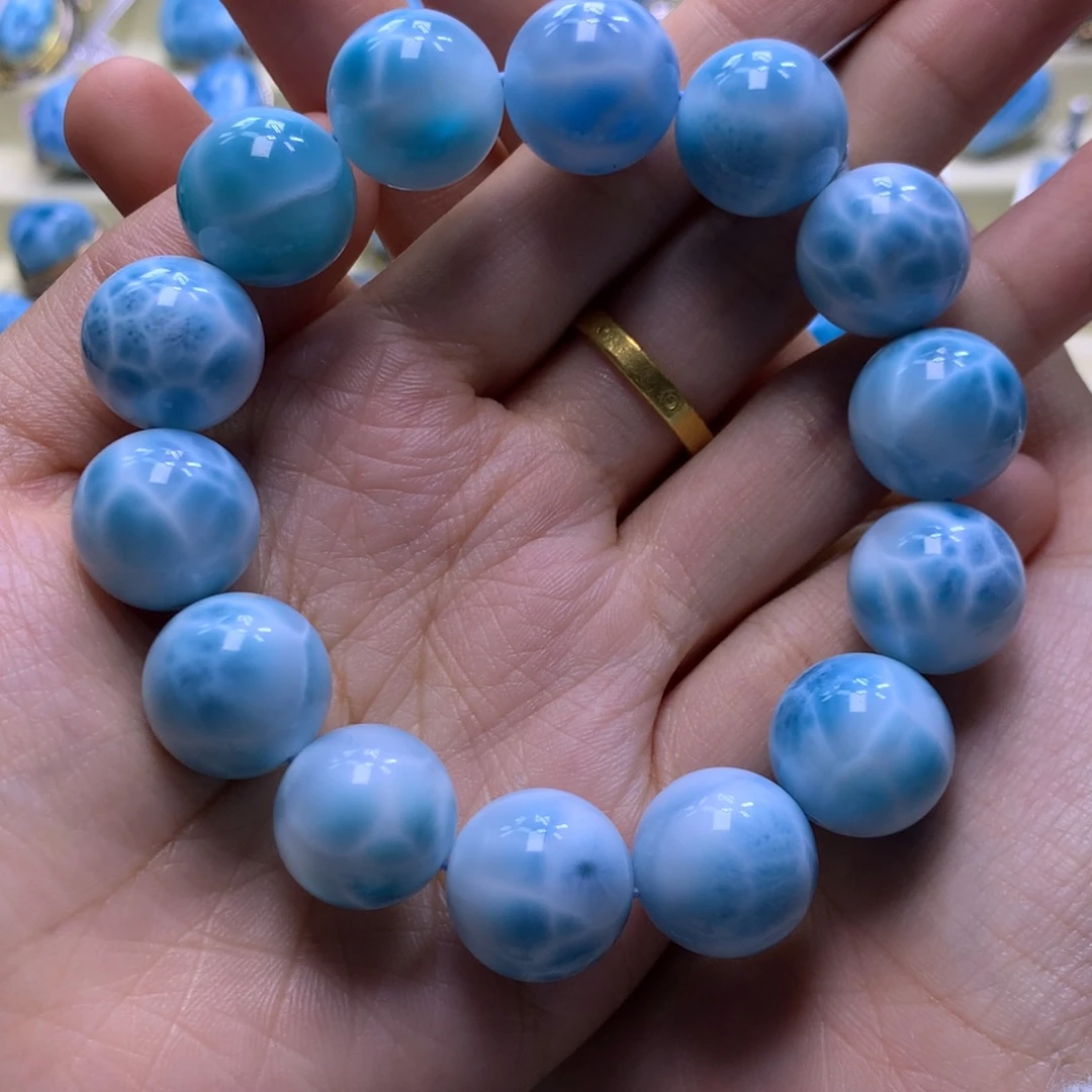 针钠钙石（海纹石）银S925镶嵌吊坠(不含链)16+手串色差略异