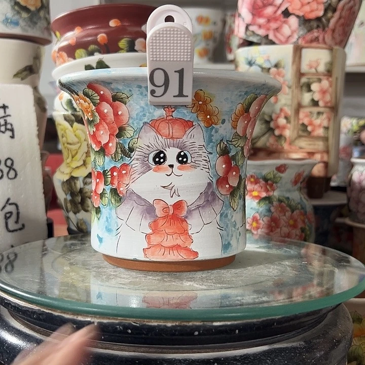 景德镇手绘花盆满38包邮偏远地区除外