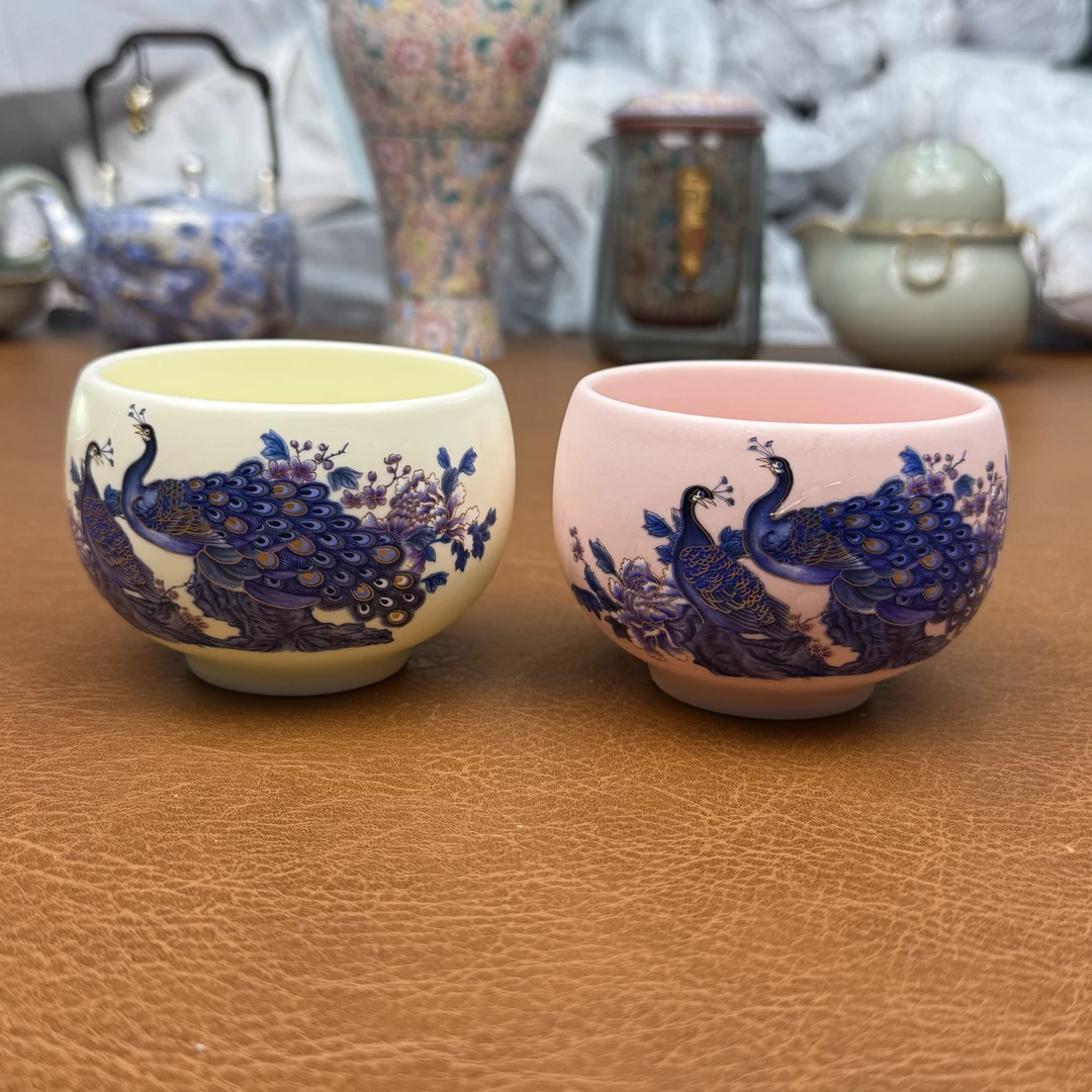 ZH3101-变色孔雀杯（粉）+变色孔雀杯（米白）