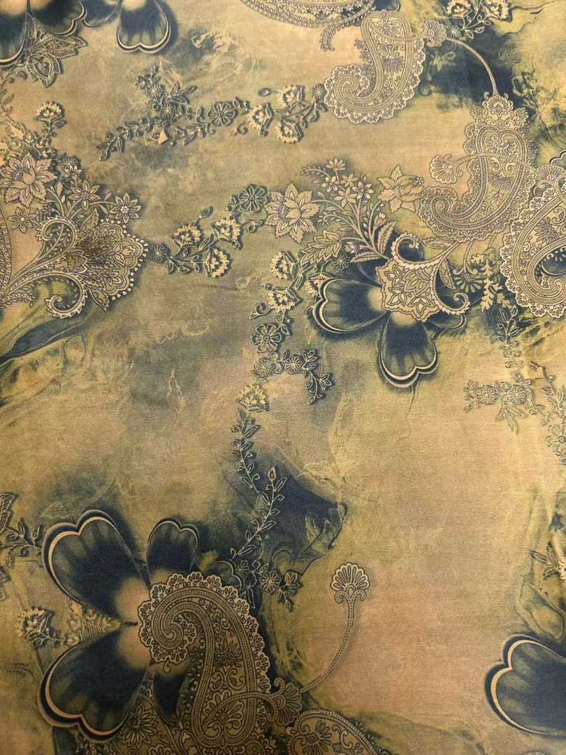 老料香云纱腰果花  链接 布头 高清数码印花