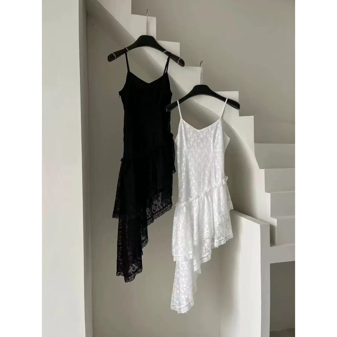 【宝儿姐优选】东大门吊带蕾丝边连衣裙