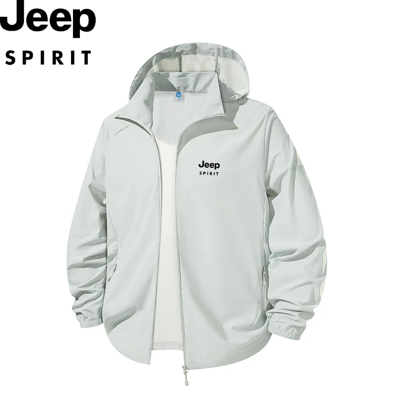 吉普男士夏季防晒衣轻薄透气皮肤衣可拆卸帽户外防紫外线外套男