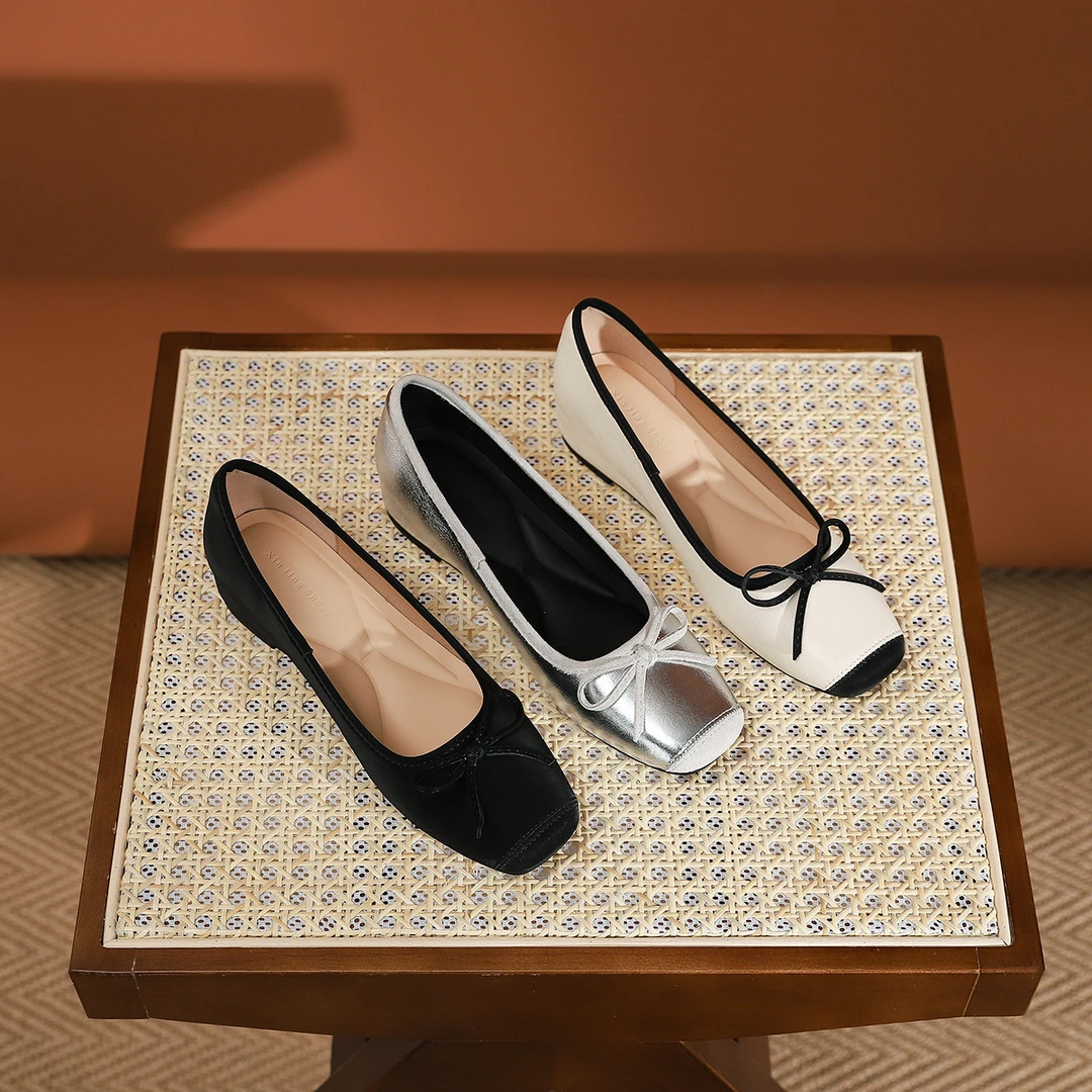 畅销新款通勤时髦渔夫鞋平底方扣百搭精美配色蝴蝶结样式不挑人