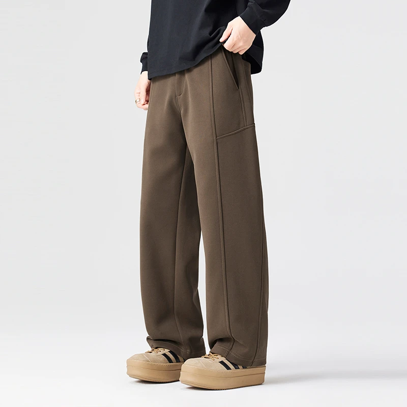 秋季新款直筒休闲裤男潮牌2025新款美式复古拼接宽松垂感阔腿卫裤