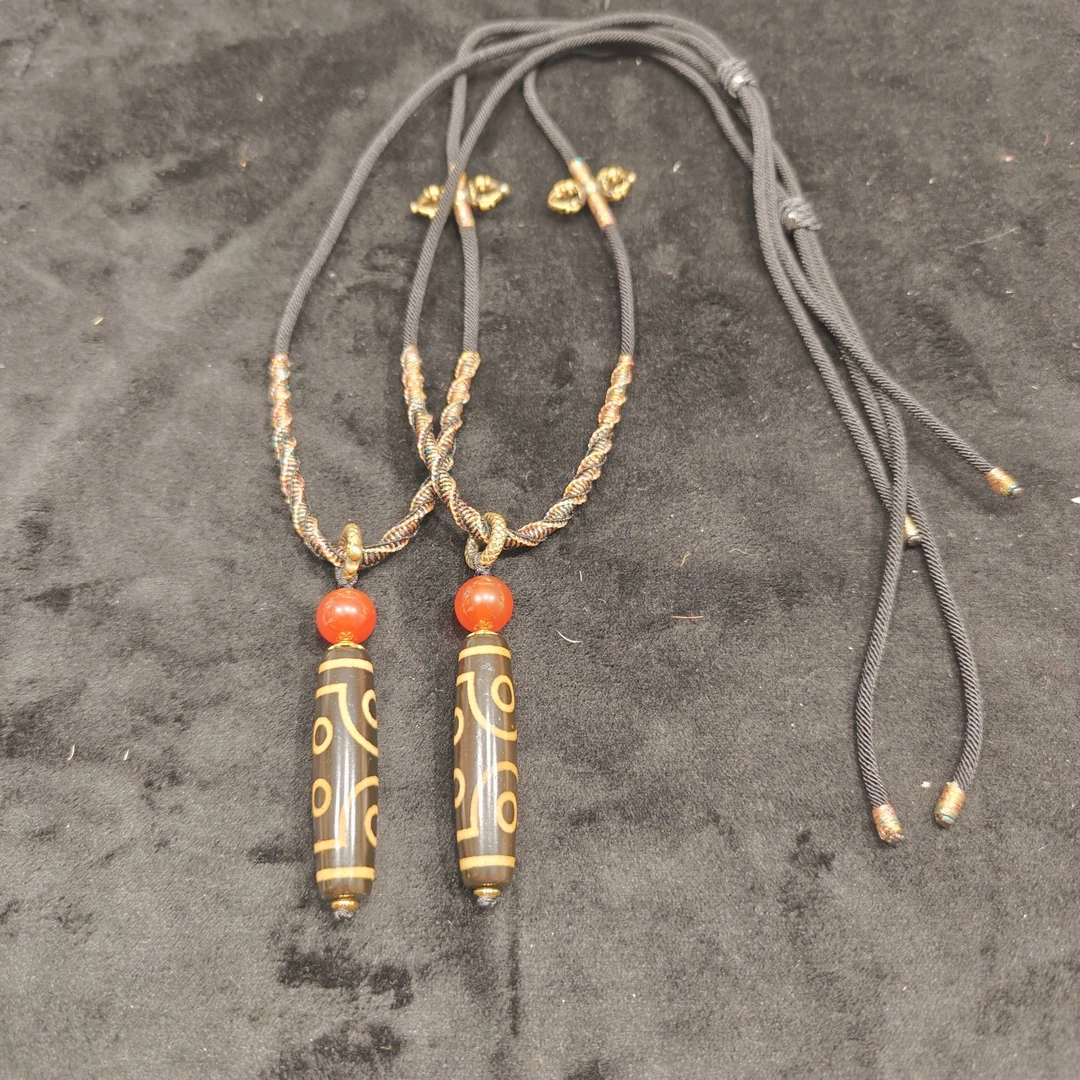 【曹掌柜精选】22 G37796-玛瑙diy脖挂（七眼）-多样性发其一-12*48mm