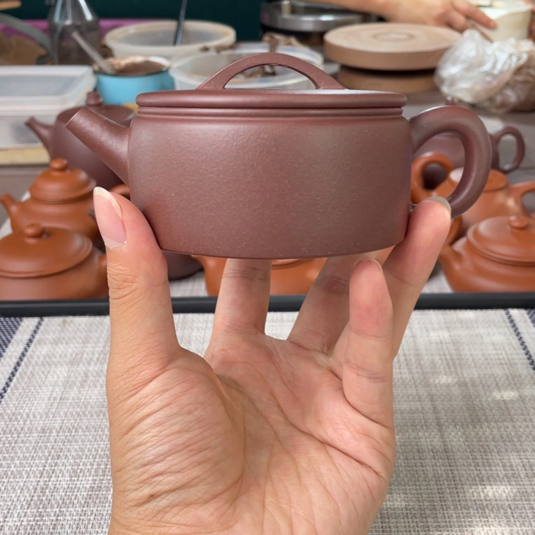茶壶紫砂入门款半手工老紫泥汉瓦壶190cc