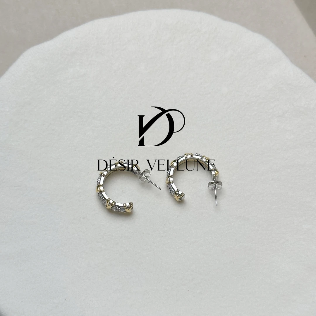 铜合金合成锆石耳饰 耳钉5109法式法式