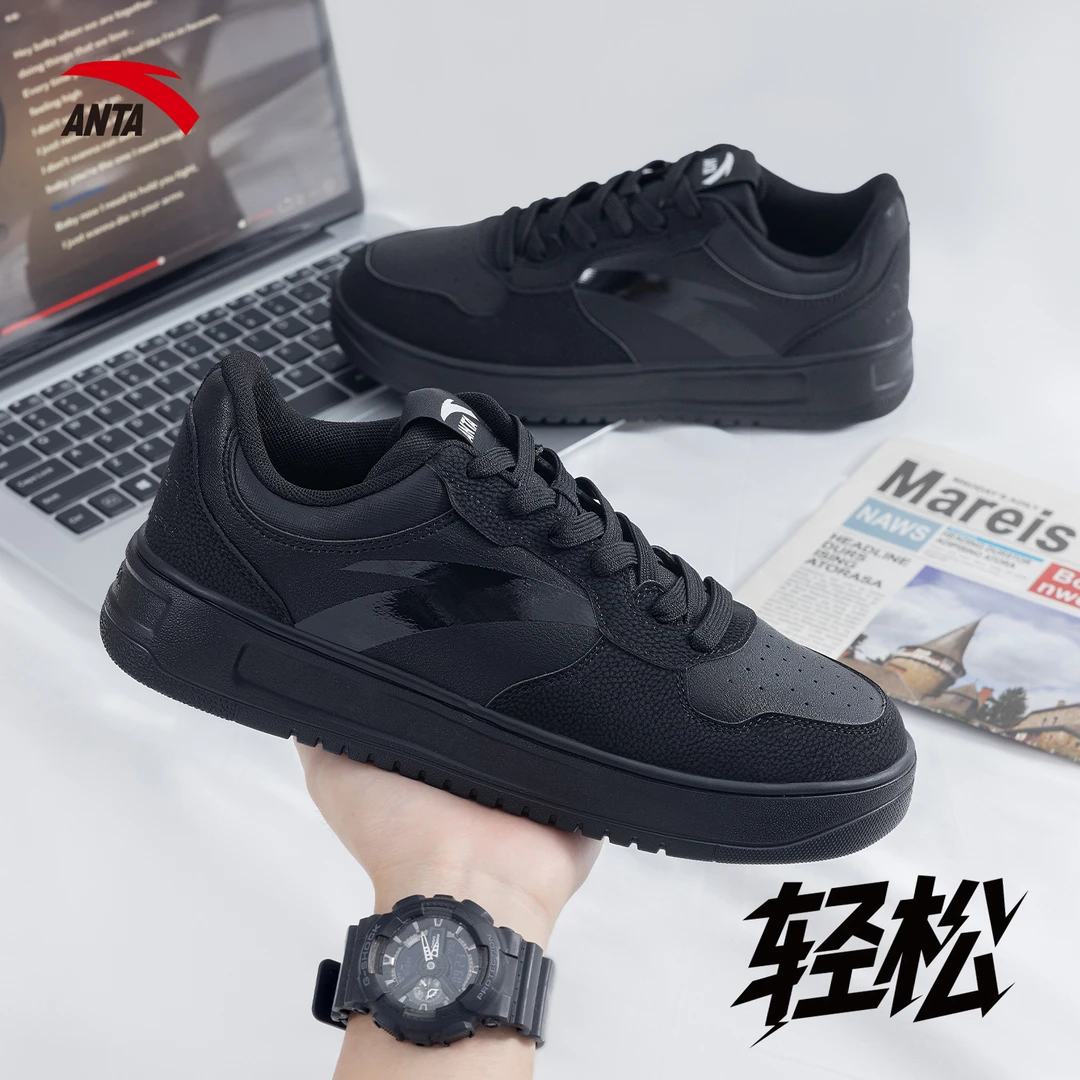 安踏板鞋男鞋轻松2小白鞋2025秋季新款黑色正品百搭学生运动鞋男