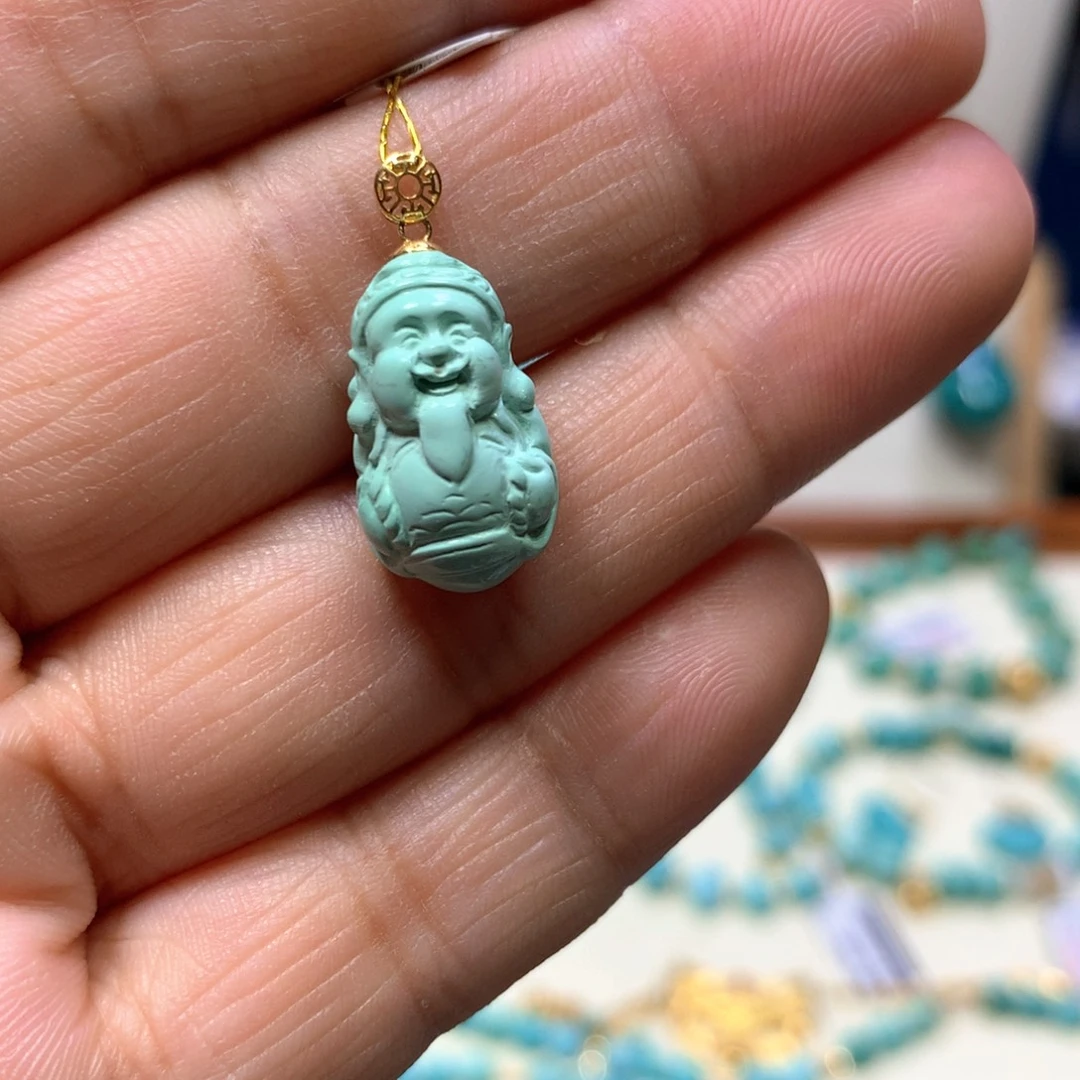 绿松石18K金镶嵌挂件