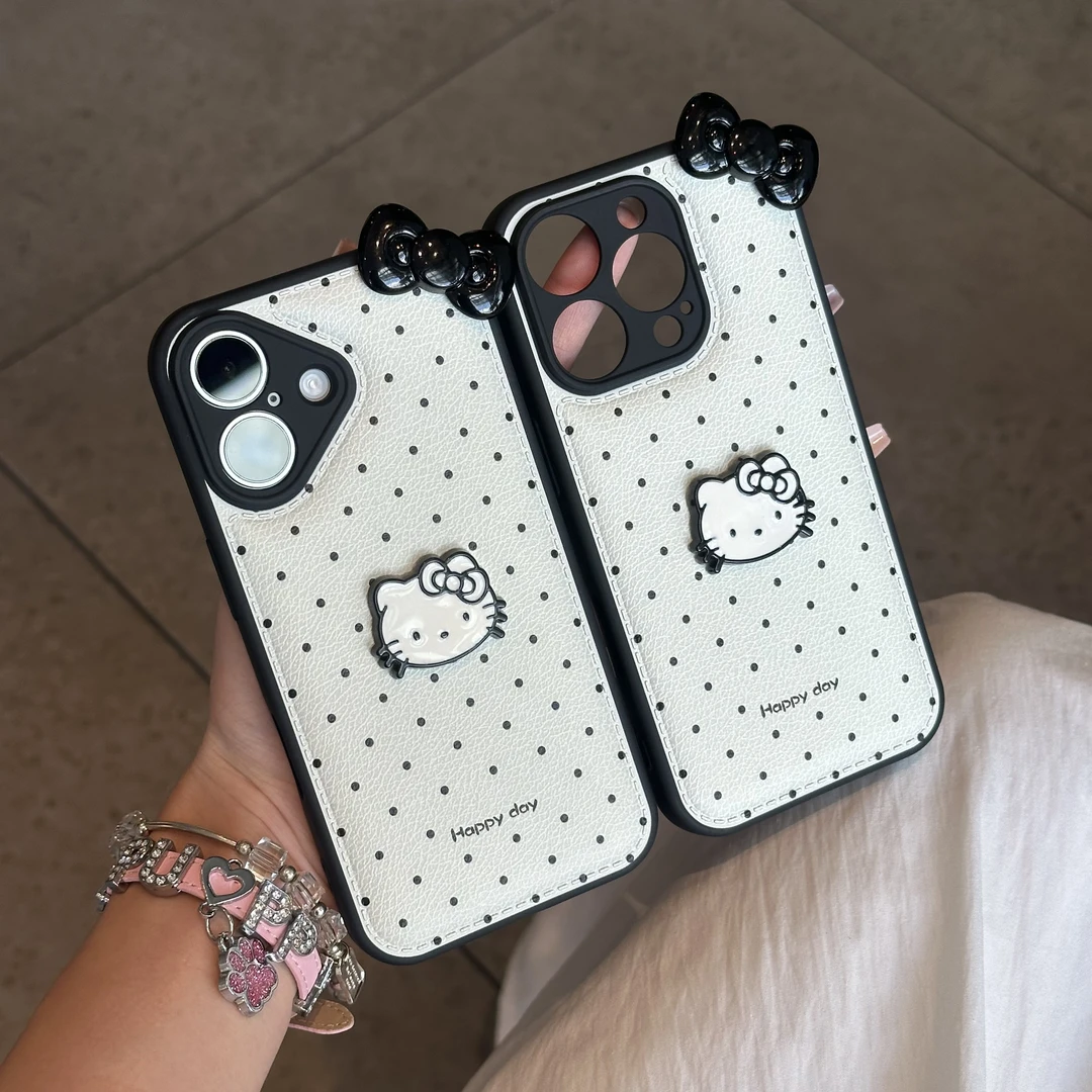 BANCA波点kt蝴蝶结公仔适用苹果16/17手机壳小米vivoppo华为P70
