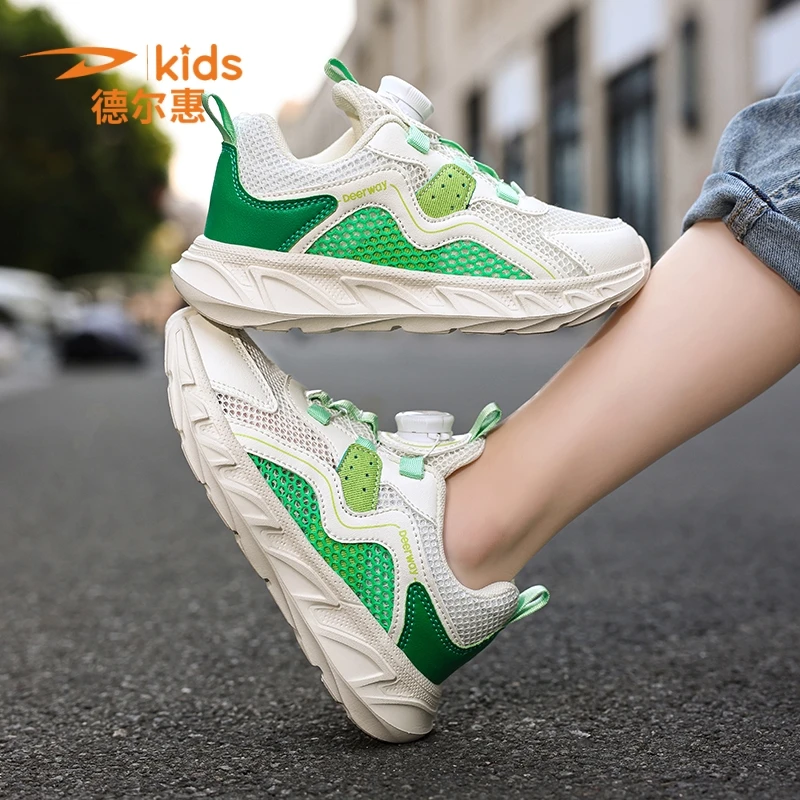 德尔惠男童运动鞋春秋透气双网软底男中大童儿童鞋男孩跑步鞋轻便