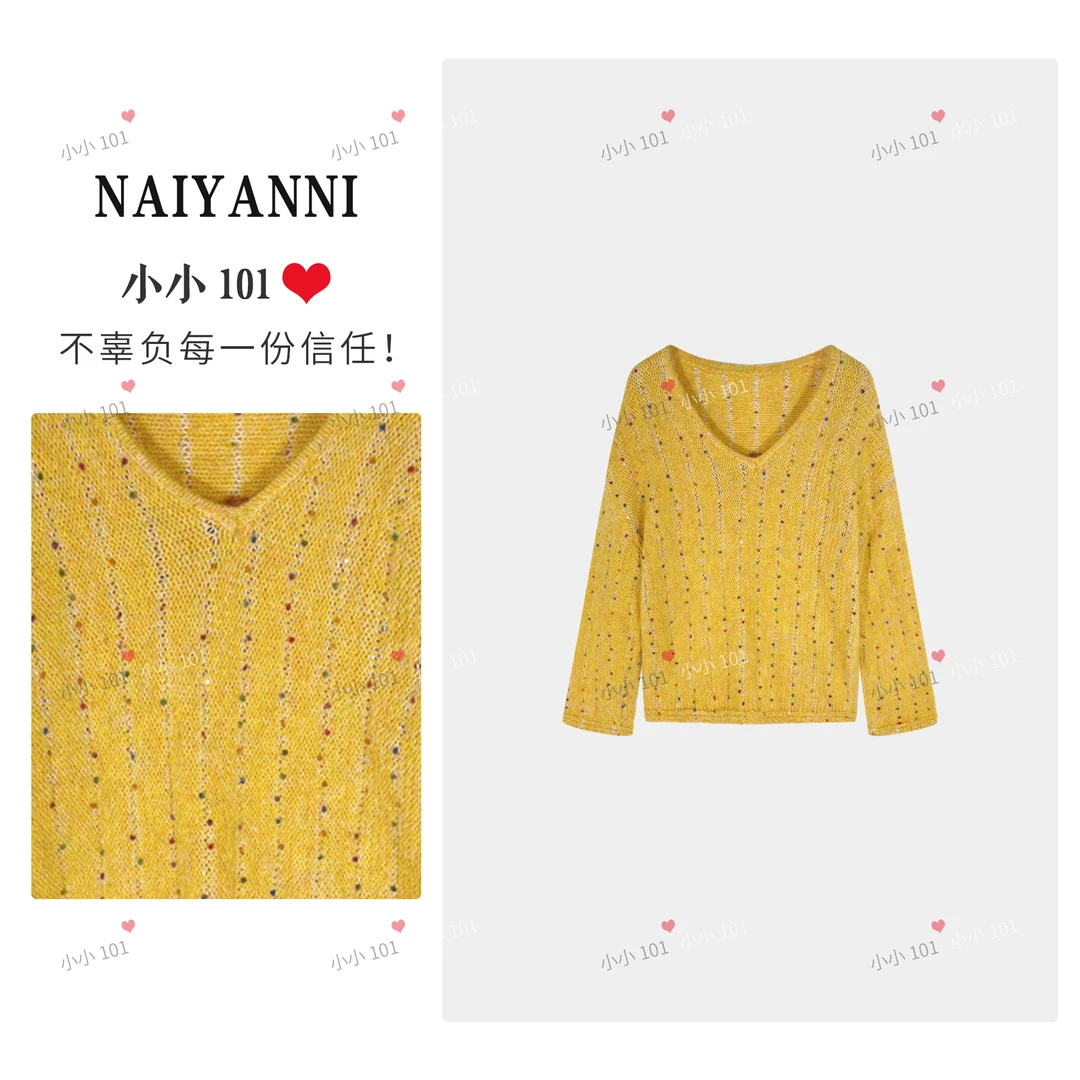 独特漂亮彩点长袖宽松慵懒风针织衫上衣HH027打底百搭毛衣套头