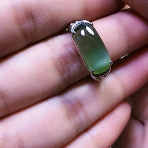 和田玉银S925镶嵌戒指