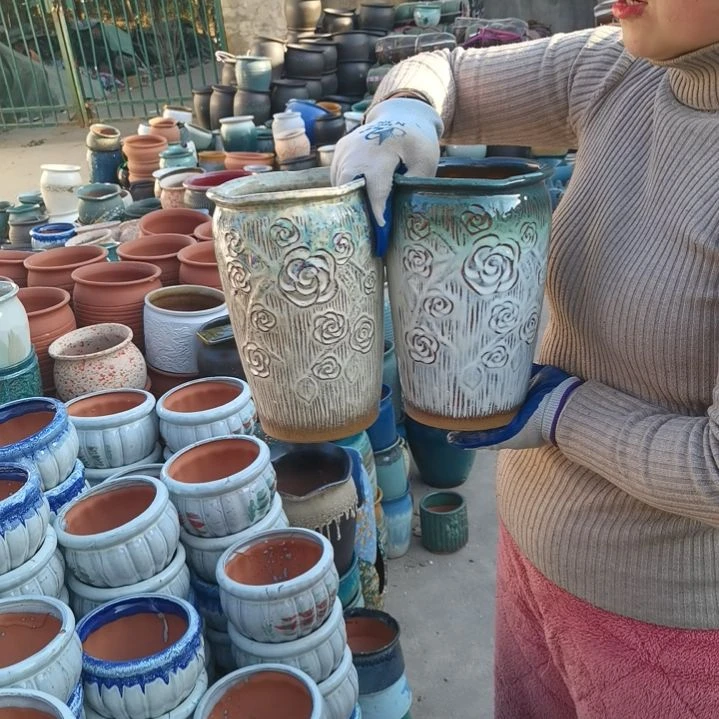 红陶口16高24两个盆