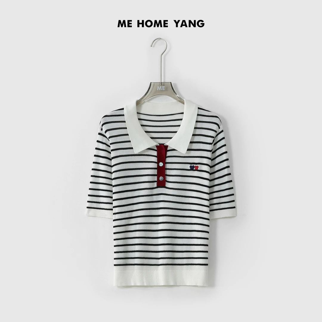 ME【心心polo衫】夏季新款女士显瘦通勤针织衫MEQS4273