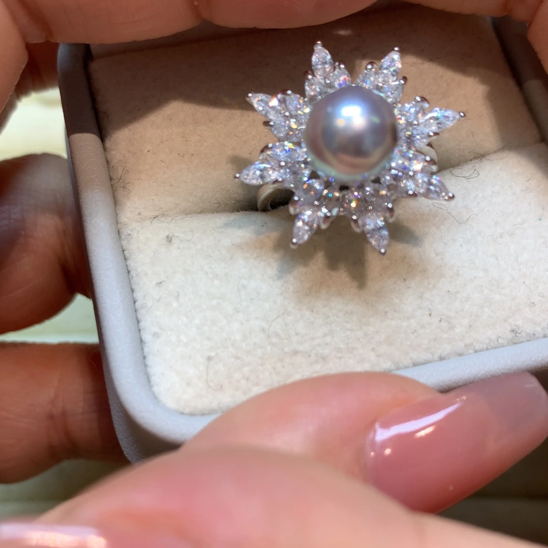 海水珍珠戒指银S925镶嵌