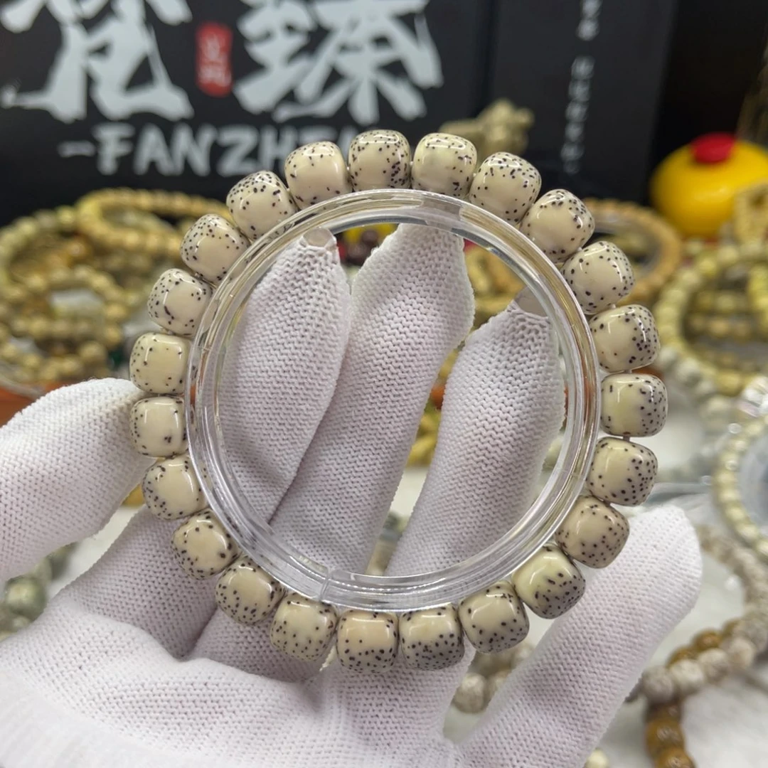 手串星月菩提石玉绿背10×9同枝高抛