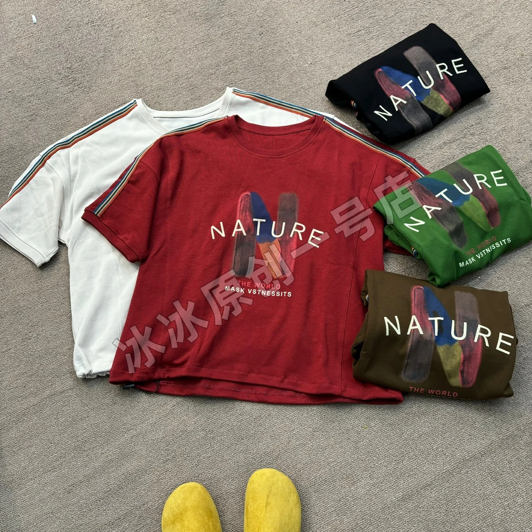 【冰冰一号店】330圆领彩条N字短袖T恤女款精品休闲