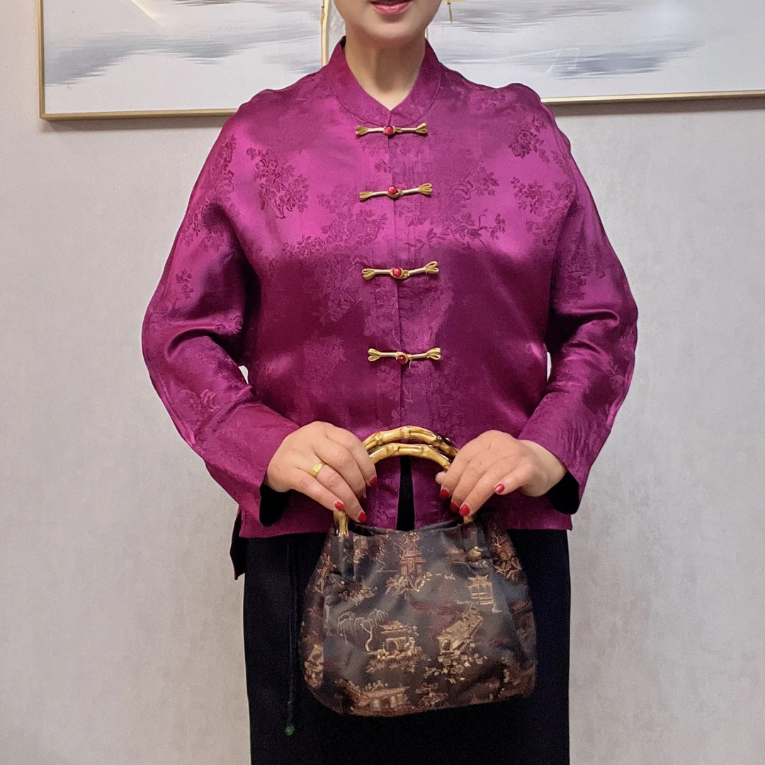 504【轩依阁专属】新款网红减龄玫红色双面长袖外套