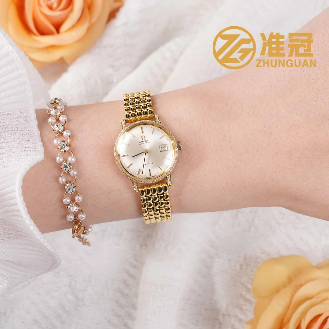 95新 Omega/欧米茄 24mm自动机械PD4450蝶飞系列后钻瑞士名表