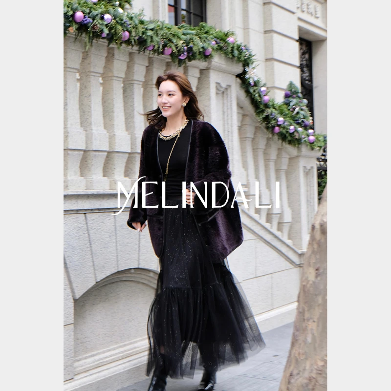 Melinda Li【紫天鹅拉贡】黑标西班牙嵿奢级Lacon定染皮毛一体皮草