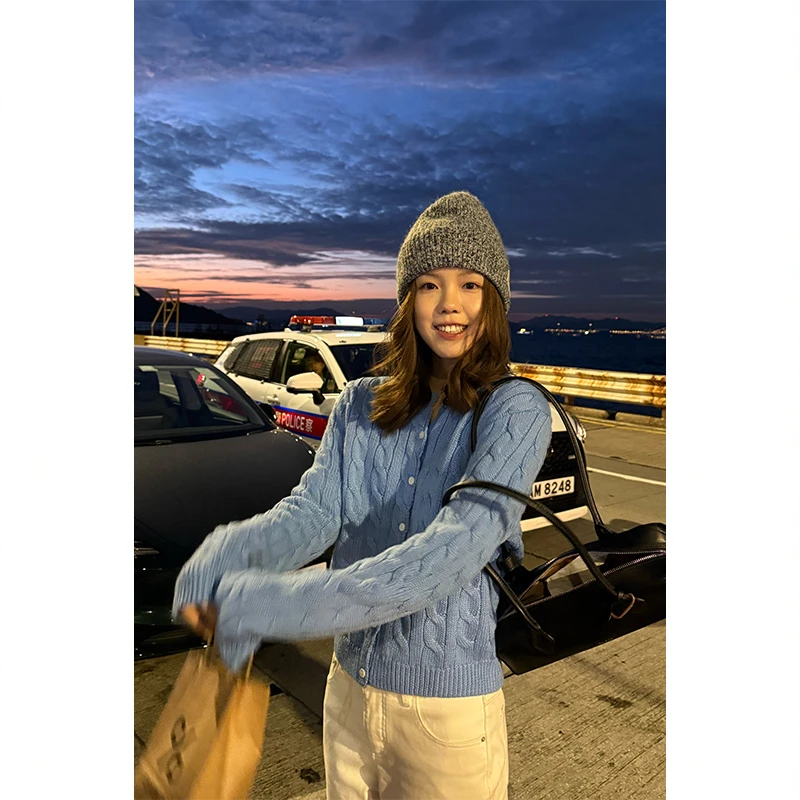 Tuuuh【蔚蓝针织】毛衣针织开衫女秋复古显瘦百搭外套G39901TU54