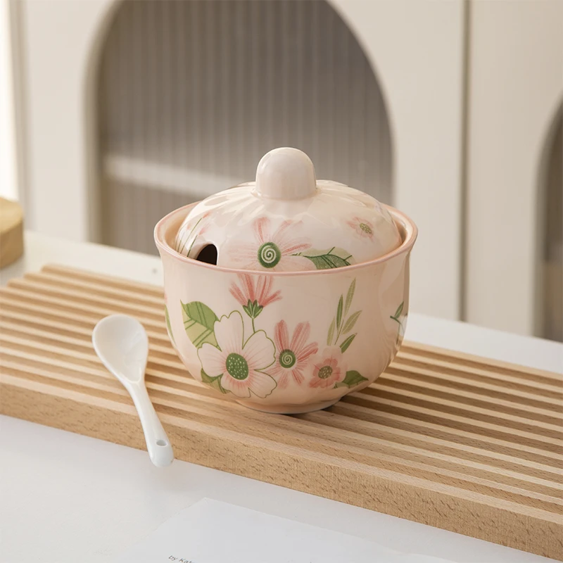 可爱小清新家用陶瓷餐具美二烧釉下彩珊瑚海系列调味罐小号猪油罐