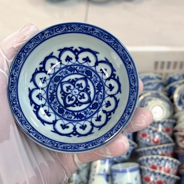 瓷片白青花宝相普洱杯全品